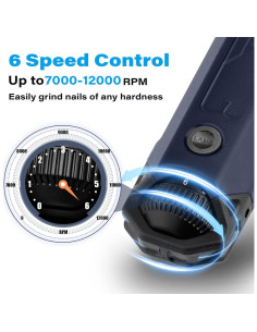 Molinillo de Uñas Eléctrico Casfuy Azul 6 Velocidades Recargable 2