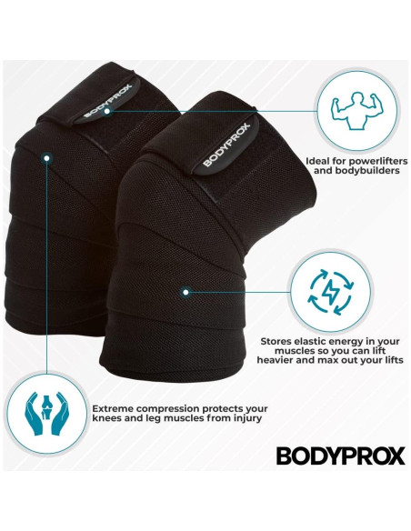 Fajas de Rodilla BODYPROX 193 cm para Levantamiento de Pesas