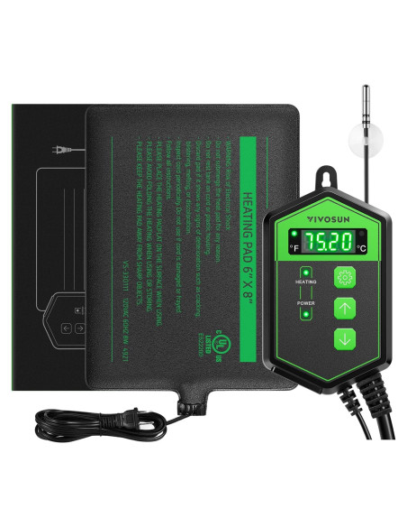 Almohadilla Térmica para Reptiles VIVOSUN 15x20 cm con Termostato