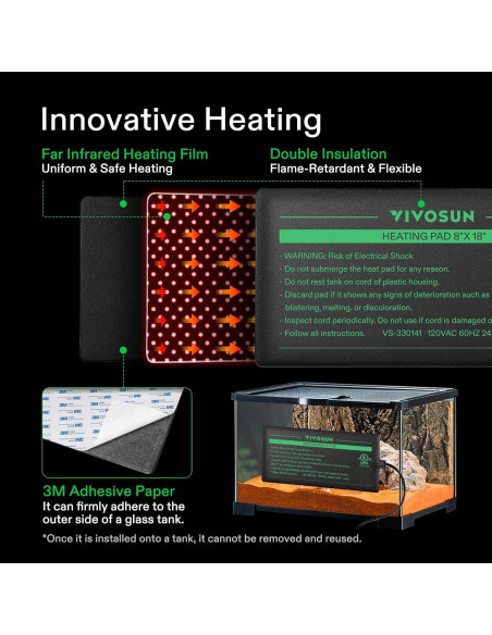 Almohadilla Térmica para Reptiles VIVOSUN 15x20 cm con Termostato