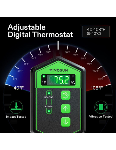Almohadilla Térmica para Reptiles VIVOSUN 15x20 cm con Termostato