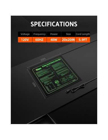 Alfombrilla Térmica iPower 20" x 20" Impermeable 45W