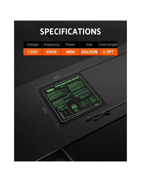 Alfombrilla Térmica iPower 20" x 20" Impermeable 45W