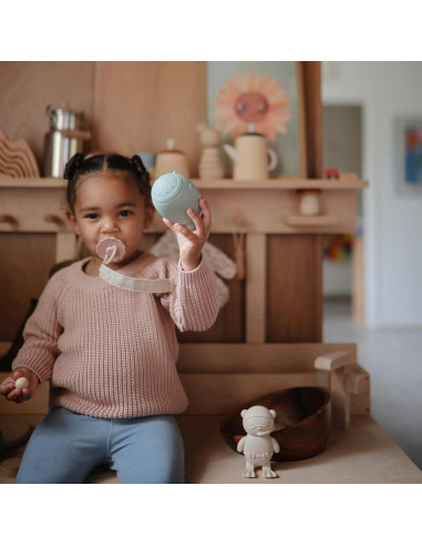 Clip de Chupete de Lino Mushie - Paquete de 2 Oliva/Sand