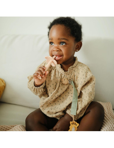 Clip de Chupete de Lino Mushie - Paquete de 2 Oliva/Sand