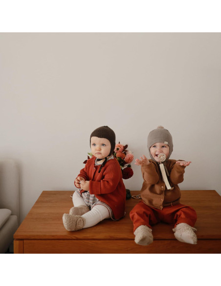 Clip de Chupete de Lino Mushie - Paquete de 2 Oliva/Sand