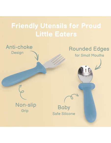 Set de Cubiertos para Niños Eascrozn 6 Piezas Acero Inoxidable
