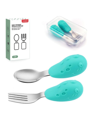 Juego de Cuchara y Tenedor para Bebés YIVEKO - Dinosaurio