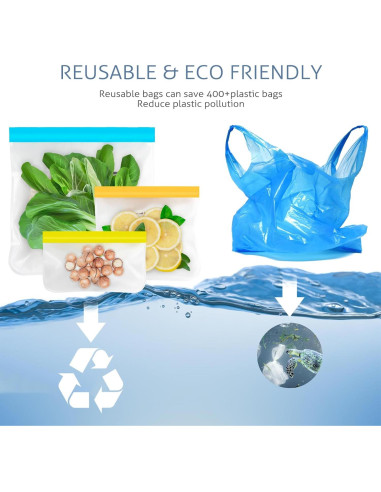 Bolsas de Almacenamiento Reutilizables Koolstuffs 10 Piezas Silicona