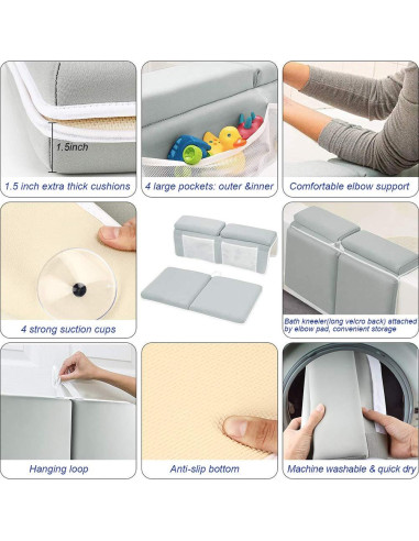 Almohadilla de Baño para Bebé Fafeicy con Reposabrazos y Organizador