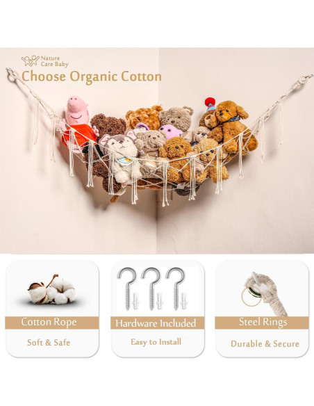 Hamaca de Almacenamiento de Juguetes de Peluche YKBU 150x99cm Crema Hamaca de Almacenamiento de Juguetes de Peluche YKBU 150x99cm Crema