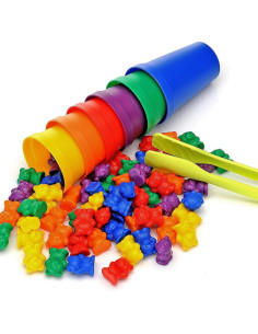 Osos de Conteo Legato - 60 Colores Arcoíris + Tazas y Pinzas 2