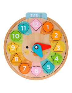 Reloj de Aprendizaje de Madera Petit Collage - Multi-Idioma y Colores