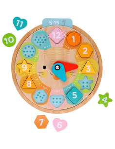 Reloj de Aprendizaje de Madera Petit Collage - Multi-Idioma y Colores 2