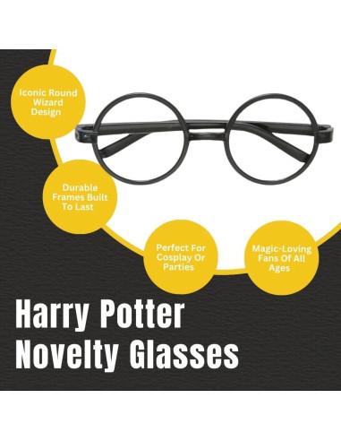 Gafas Negras Harry Potter - Paquete de 4 - Cosplay Mágico