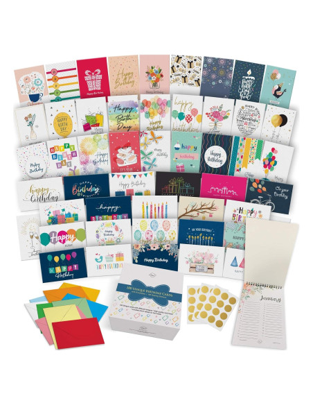 Dessie 100 Tarjetas de Cumpleaños Únicas con Sobres y Sellos