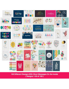 Dessie 100 Tarjetas de Cumpleaños Únicas con Sobres y Sellos 2