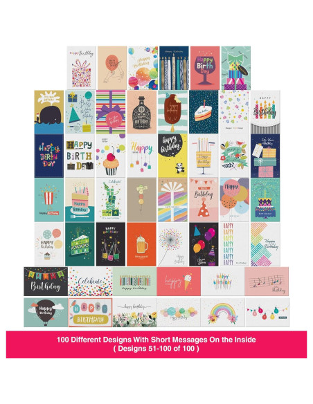 Dessie 100 Tarjetas de Cumpleaños Únicas con Sobres y Sellos