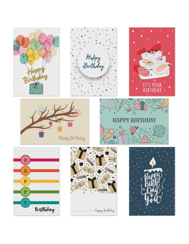 Dessie 100 Tarjetas de Cumpleaños Únicas con Sobres y Sellos