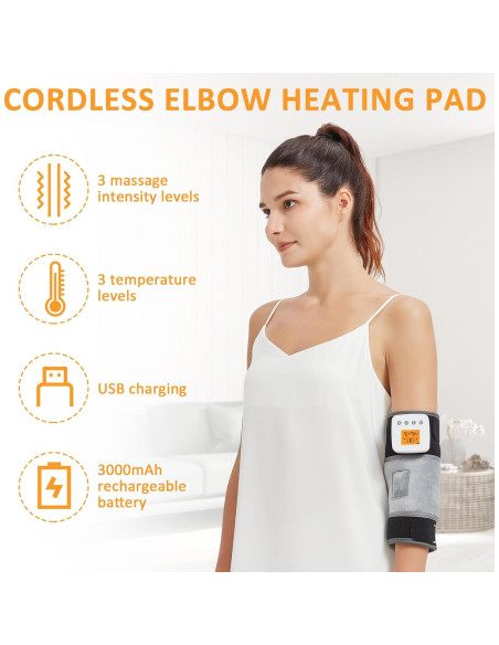 Almohadilla Térmica Inalámbrica AOKESTE para Codo con Masaje
