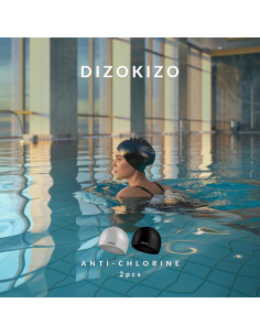 Gorra de Natación Silicona Dizokizo 2 Pcs Unisex Alta Elasticidad 2