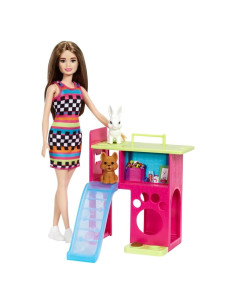 Muñeca Barbie Mattel con Mascotas y Estación de Cuidado