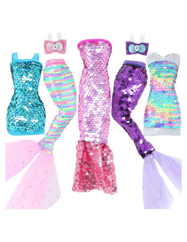 Conjunto de Ropa de Muñeca BLIJOLA 5 Vestidos Lentejuelas 29 cm