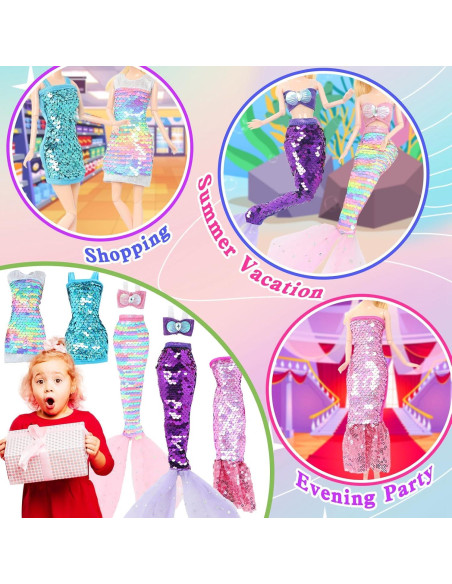 Conjunto de Ropa de Muñeca BLIJOLA 5 Vestidos Lentejuelas 29 cm