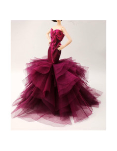 Vestido de Novia de Muñeca Cora Gu Color Ciruela Hecho a Mano