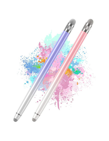 2 Lápices Stylus Bopomofo para Pantallas Táctiles - Blanco Rosa/Púrpura