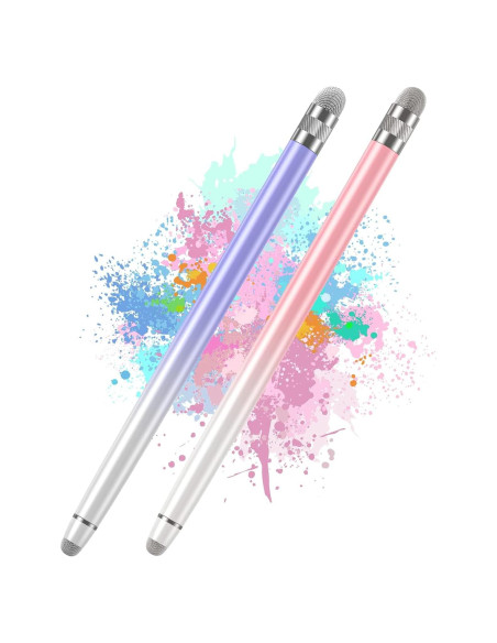 2 Lápices Stylus Bopomofo para Pantallas Táctiles - Blanco Rosa/Púrpura