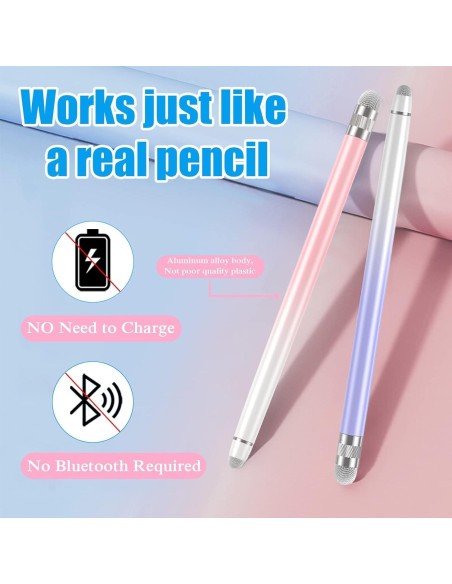 2 Lápices Stylus Bopomofo para Pantallas Táctiles - Blanco Rosa/Púrpura