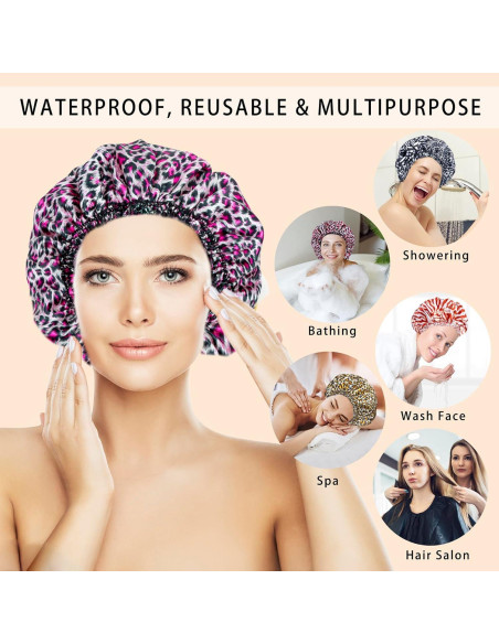 Gorras de Ducha Reutilizables CHFONG 4 PCS Impermeables