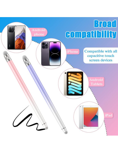 2 Lápices Stylus Bopomofo para Pantallas Táctiles - Blanco Rosa/Púrpura