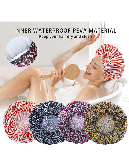 Gorras de Ducha Reutilizables CHFONG 4 PCS Impermeables