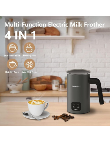 Espumador de Leche Eléctrico BIZEWO AROMA-F2 300ml Acero Inoxidable