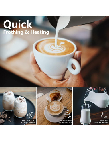 Espumador de Leche Eléctrico BIZEWO AROMA-F2 300ml Acero Inoxidable