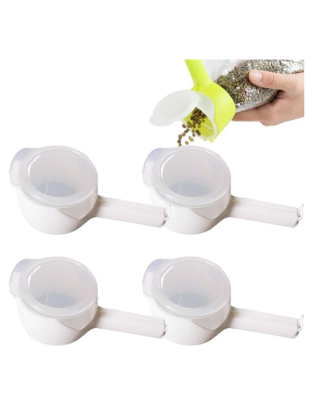 4 Clips de Sellado con Boquilla 365Home para Alimentos - Blanco