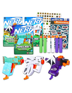 Conjunto de Blasters Nerf Minecraft - 3 Juguetes para Niños