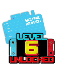 Invitaciones de Cumpleaños Videojuegos 20 Piezas Pertnate
