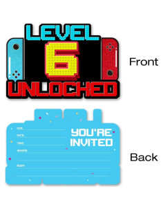 Invitaciones de Cumpleaños Videojuegos 20 Piezas Pertnate 2