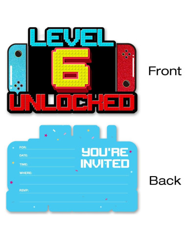 Invitaciones de Cumpleaños Videojuegos 20 Piezas Pertnate