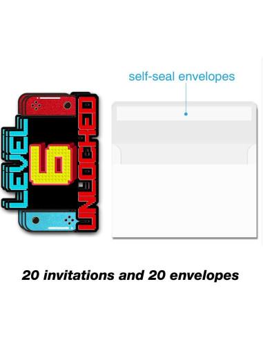 Invitaciones de Cumpleaños Videojuegos 20 Piezas Pertnate