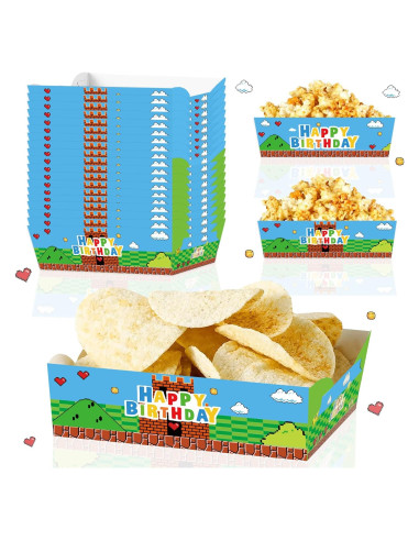 24 Bandejas de Papel Desechables Super Brother para Snacks