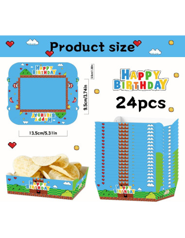 24 Bandejas de Papel Desechables Super Brother para Snacks