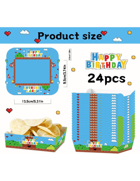 24 Bandejas de Papel Desechables Super Brother para Snacks