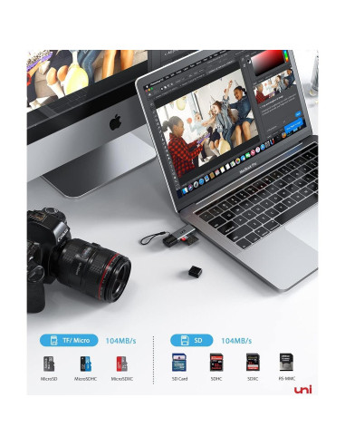 Lector de Tarjeta SD uni USB C y Micro SD 2 en 1 Alta Velocidad