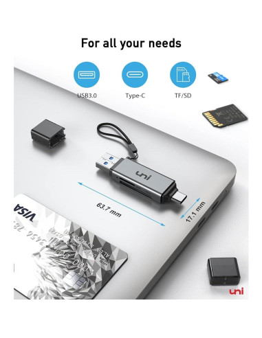Lector de Tarjeta SD uni USB C y Micro SD 2 en 1 Alta Velocidad