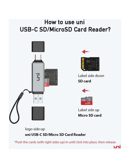 Lector de Tarjeta SD uni USB C y Micro SD 2 en 1 Alta Velocidad