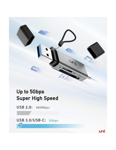 Lector de Tarjeta SD uni USB C y Micro SD 2 en 1 Alta Velocidad